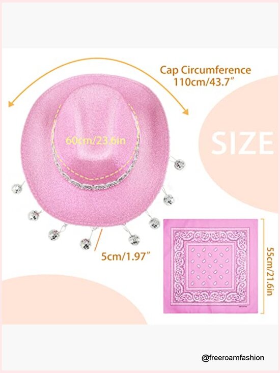 Disco Cowgirl Hat with Bandana, Rhinestone Cowboy Hat for Costume Party main image 7